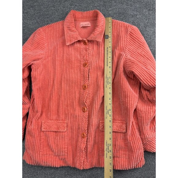 Mod-O-Doc Jacket Womens 2 Coral Pink Corduroy Button Front Pockets Casual Cozy - Picture 4 of 8
